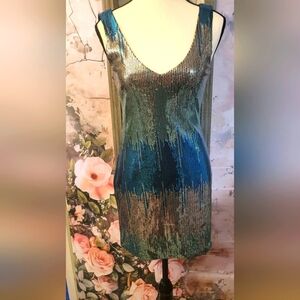 Blue and Silver Sequin Dress